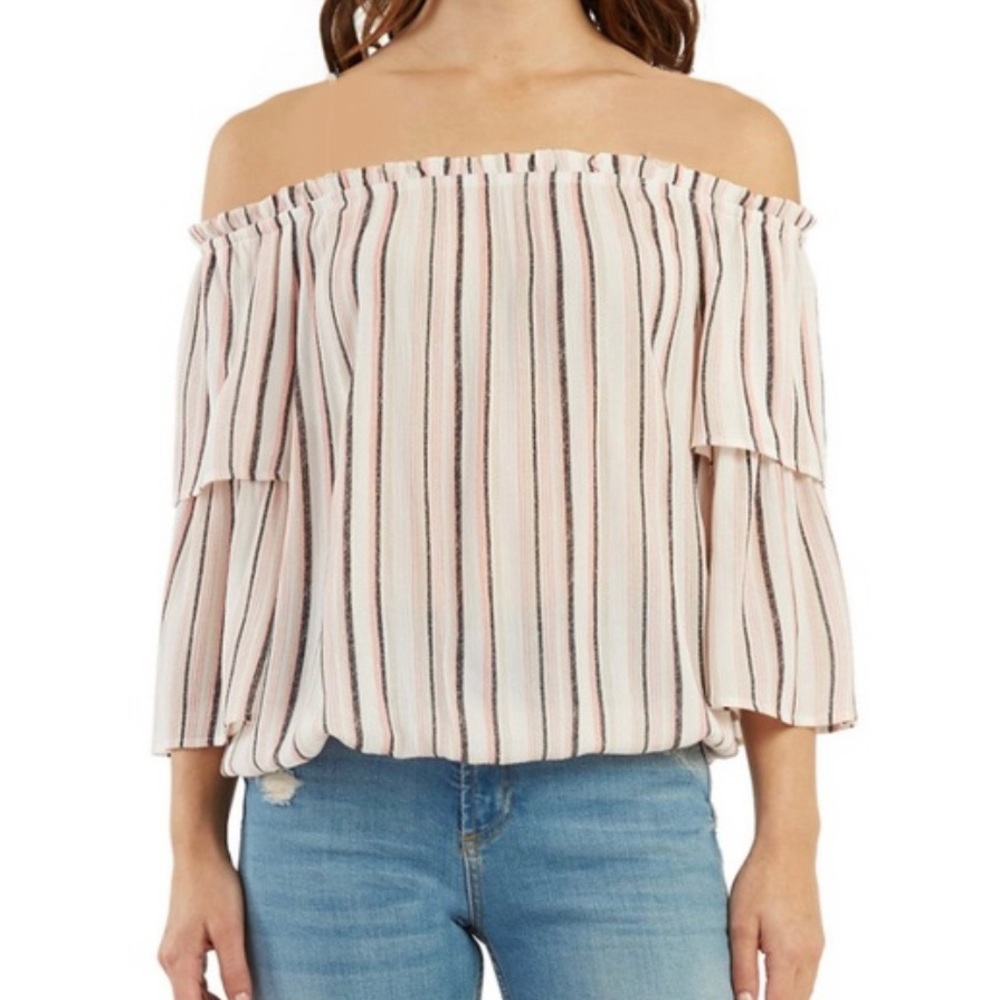 BCX Striped Off-the-Shoulder Top